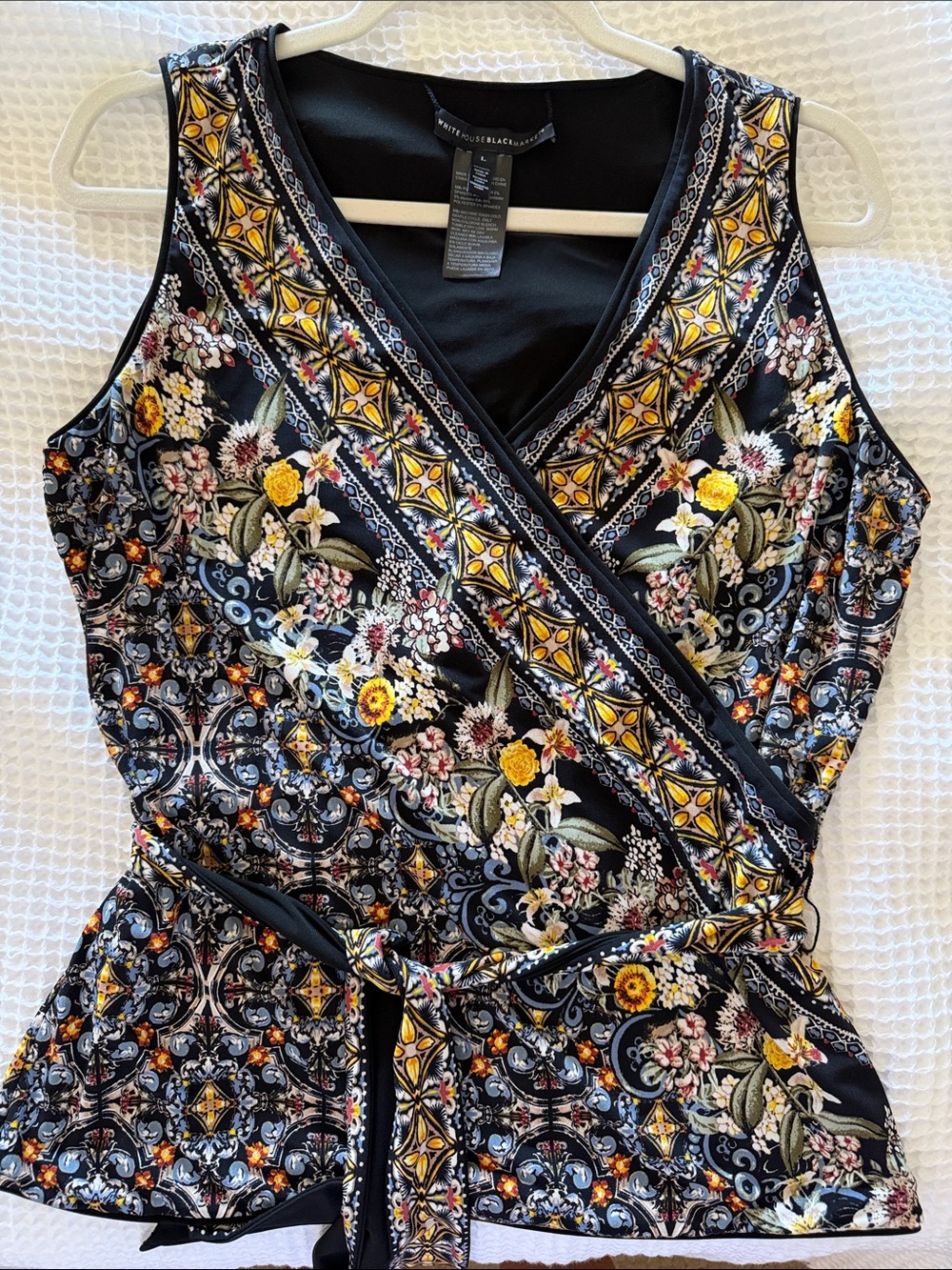 WHBM REVERSIBLE FAUX WRAP TOP WITH BELT NWOT